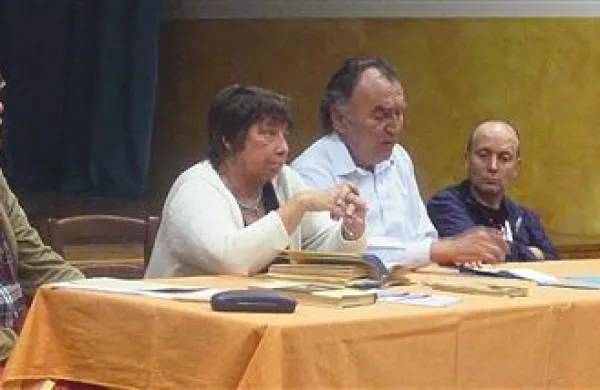 Na večeru o pisatelju Fulviu Tomizzi: (z leve) Marino Vocci, Patrizia Vascotto, Milan Rakovac in Sandi Volk