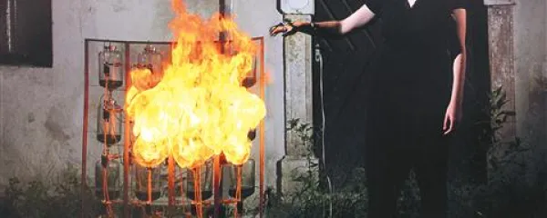 Ognjena slika je odzivna instalacija, ki deluje le ob združitvi stroja in človeka. Avtorica Sanela Jahić z njo  raziskuje meje slikarstva zunaj tradicionalnih okvirov.  