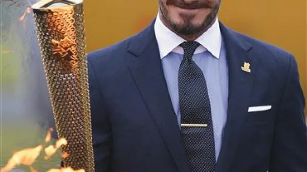 David Beckham je bil v odpravi, ki je prinesla olimpijsko plamenico na britansko ozemlje