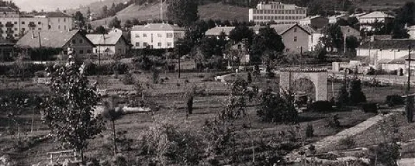 Spodnji del Kindlerjevega parka  danes zakrivajo visoka drevesa 
