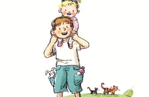 Ilustracija Ane Zavadlav v knjigi Kakšno drevo zraste iz mačka  