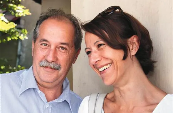 Pisatelj Marko Sosič in Tina Kozin, avtorica spremne besede k njegovemu novemu romanu  