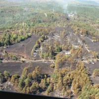Pogled iz zraka na pogorišče pri Obrovu