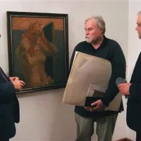 Božidar Debenjak (na fotografiji levo), sin Rika Debenjaka,  je Dragu Trpinu iz Pokrajinskega arhiva podaril še nekaj arhivskega gradiva. Slovesnosti se je udeležil tudi umetnikov vnuk Primož Debenjak (desno).