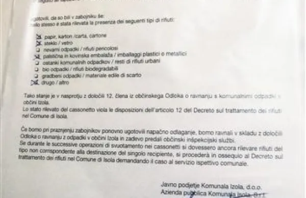 Komunala najprej izda opozorilo o napačnem ločevanju odpadkov
