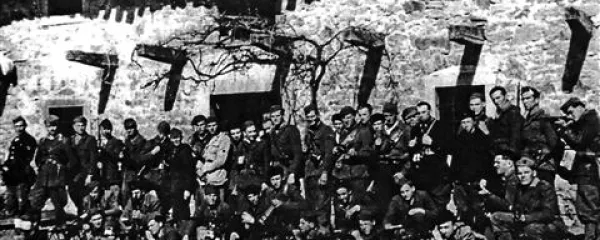 Borci 3. bataljona Istrskega odreda marca 1944 na Kozjanah v Brkinih