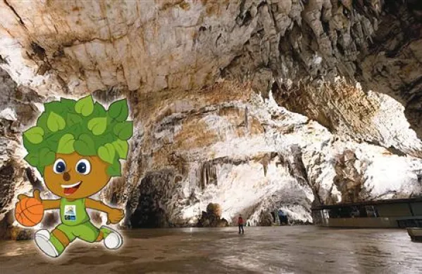 Koncertna dvorana Postojnske jame, kjer bo v nedeljo žreb skupin EP v košarki in kjer se bo predstavila maskota Lipko