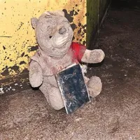 V eni od hiš so  spravili na varno tudi medvedka Puja in materinsko knjižico