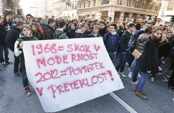 Na nedavnem protestu proti  varčevalnim ukrepom italijanske vlade v Trstu