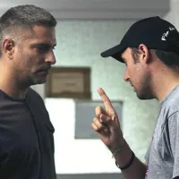 Režiser Martin Turk (desno) in Sebastian Cavazza med snemanjem filma Nahrani me z besedami, ki drevi ob 20. uri odpira Festival evropskega in mediteranskega filma 