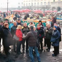 Izletniki z goriškega konca na zagrebški tržnici Dolac