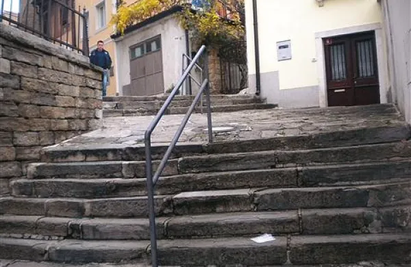 Neznan mlajši moški je na stopnicah dohitel domačinko, zgrabil njeno torbico in jo podrl na tla