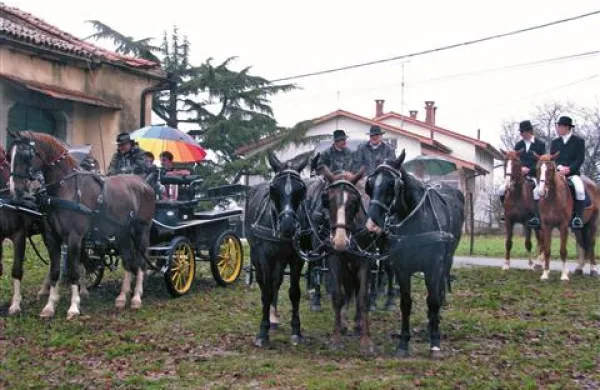 Tudi v Krepljah pri Dutovljah so na štefanovo blagoslavljali konje pri tamkajšnji cerkvi sv. Notburge, ki je zavetnica kmetov in kmečkega dela