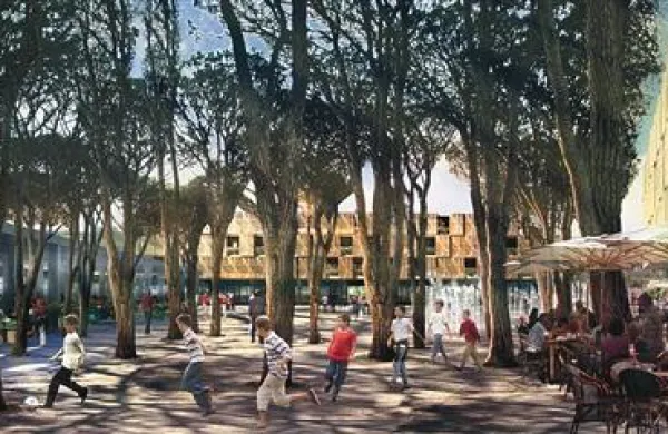 Vizije projektantov: tržnica, knjižnica in zdravstveni dom, vmes pa otroški vrvež