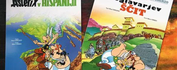 Stripa, natisnjena  tako v trdi kakor broširani vezavi: Poglavarjev ščit (Le Bouclier arverne) iz leta 1967 je izšel v  prevodu   Mitje Ronerja,  Asterixa v Hispaniji (Astérix en Hispanie) iz leta 1969 pa je poslovenila  Kristina Šircelj