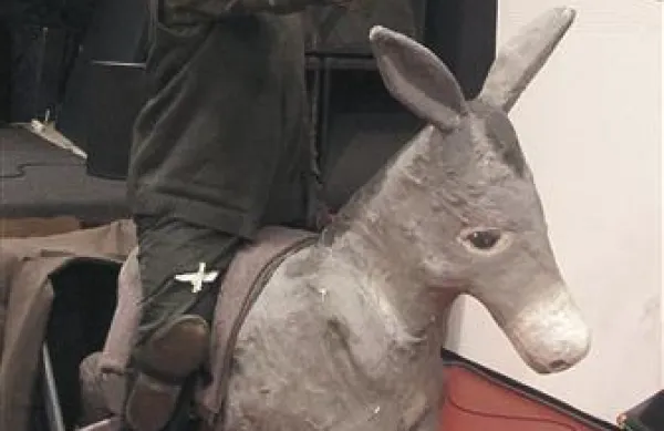 Marko Brecelj na hrbtu oslička kaže smer v novi svet