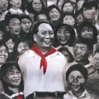 Huiqin Wang: Mao Zedong in rdečegardisti, 2010, olje na platnu