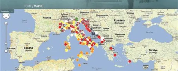 Zemljevid fašističnih taborišč na spletni strani www.campifascisti.it, ki jo je pomagal postaviti tudi zgodovinar dr. Boris M. Gombač