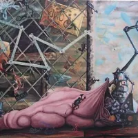 Enej Gala: Cleaning after, 2012, olje na platnu, 60 x 80 cm