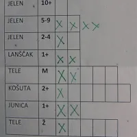 Plan lanskega odstrela jelenov, objavljen na stenčasu društva
