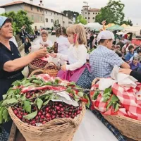  Brici so obiskovalcem pokazali, kako znajo češnje prodajati