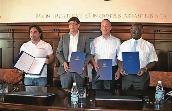 Z leve proti desni: Mojmir Kovač, Igor Kolenc, Danijel Cep in Peter Bossman