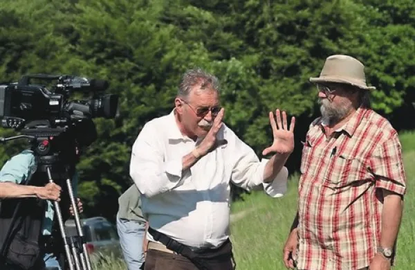 Režiser Tugo Štiglic (levo) in scenarist Jadran Sterle med snemanjem filma 