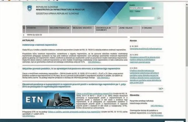 Dostop do podatkov o vrednosti nepremičnin na spletni strani Geodetske uprave RS  trenutno ni mogoč, ker je prišlo do tehničnih težav pri indeksiranju vrednosti