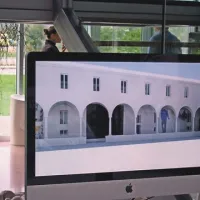 Marco Buziol, Narvika Bovcon in Aleš Vaupotič z virtualno rekonstrukcijo beneške akademije