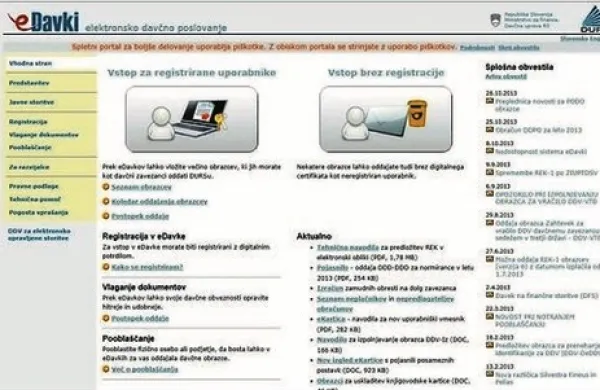 Elektronski sistem Davčne urave RS eDavki zaradi preurejanja električne napeljave ne bo dostopen od četrtka do 4. novembra do 7. ure