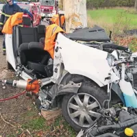 Avto je z voznikovim bočnim delom ovil deblo obcestnega drevesa  