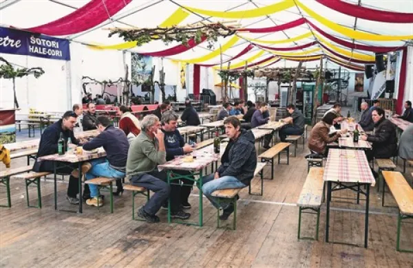 V Vinakoprovem šotoru je živahno ves dan, saj ponujajo tudi malice in kosila