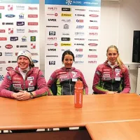 Ženska ekipa, ki je   v nedeljo iz Ljubljane odpotovala v Levi: Ilka Štuhec, Maruša Ferk, Katarina Lavtar, Ana Bucik in Vanja Brodnik