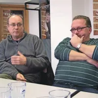 Igralec Gojmir Lešnjak Gojc in režiser Jaša Jamnik