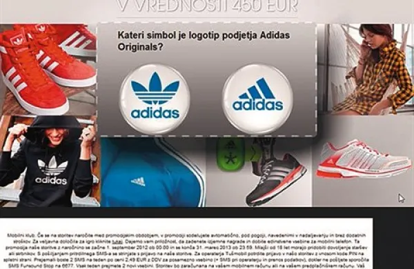  Primer nagradne igre, za katero se skriva včlanitev v plačljivi SMS klub
