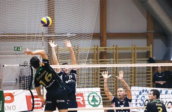 Na tekmi s Krko je bil najučinkovitejši mož Go Volleya Danijel Filiputti (v bloku)