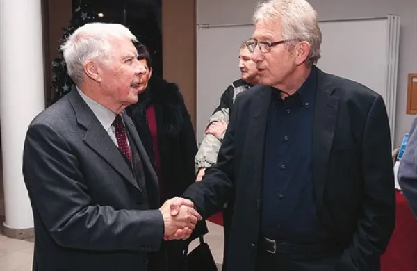 Prireditev sta si ogledala tudi predsednik ene od krovnih organizacij Slovencev v Italiji SSO Drago Štoka (levo) in Jurij Kufersin, ki je zamejske športnike vodil kar 22 let
