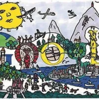 Zmagovalna risba natečaja Doodle 4 Google, ki jo je narisal  Maks Lenart Černelč iz Osnovne šole Majde Vrhovnik v Ljubljani  