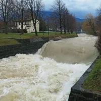 Tolmin, narasla reka Soča