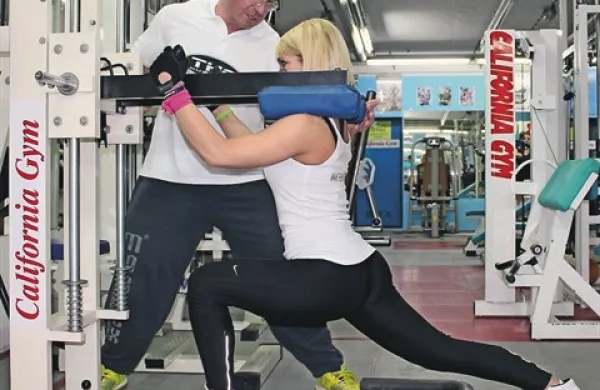 Tina Korošec med vadbo s trenerjem Duškom Madžarovičem 
