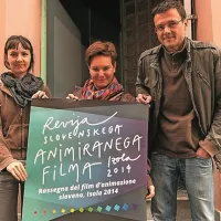  Predsednik društva slovenskega animiranega filma Matija Šturm,  gostiteljica Petra Božič in ustvarjalka Anka Kočevar