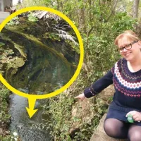 Valentina Petaros Jaromela ob Škofijskem potoku, ki zaudarja po fekalijah, preraščajo pa ga plasti gostih zelenih alg 
