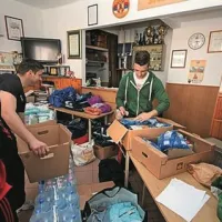 Zbiranje pomoči za Srbijo v Solkanu, društvo Sloga