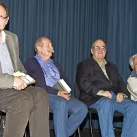 Kosoveli literarni zapuščini so se s prebiranjem njegovih del poklonili tudi (od leve) Boris A. Novak, Miroslav Košuta, Milan Dekleva in Veno Taufer, slednji trije so tudi Prešernovi nagrajenci