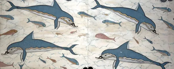 Delfini v kraljičini dvorani v knosoški palači na Kreti