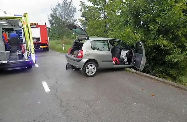 V soboto  proti večeru  pa je 19-letna voznica, doma iz Šmarja pri Jelšah,  v vasi Ponikve na Sežanskem  izgubila nadzor nad vozilom,  ki ga je v ovinku  s ceste  zaneslo v drevo
