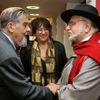 Takole so se vnovičnega srečanja razveselili Ciril Zlobec, Tatjana Rojc in Evgen Bavčar