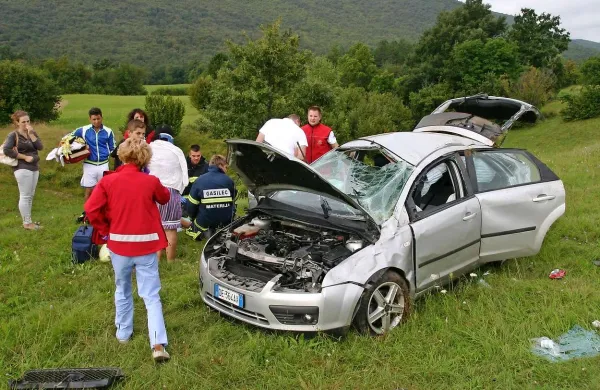 Albanska družina je minuli torek zjutraj pri Materiji imela srečo, da so cestarji pred leti odžagali drevesa