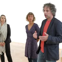 Projekt so predstavili: kustos Vasja Nagy, novinarka Saša Petejan in kustosinja Obalnih galerij Majda Božeglav Japelj