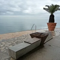 Ena od novih klopi, ki je povsem brez naslonjala, je ostala tudi  brez okrasnega rastlinja  